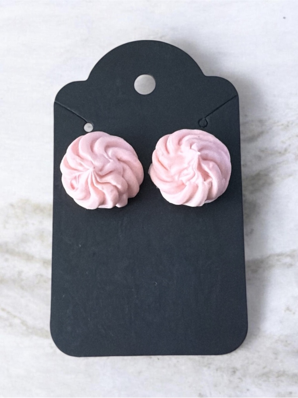 ⭐️ Bundle 5 for $13 • Pink Swirl Frosting Stud Earrings - Handmade
